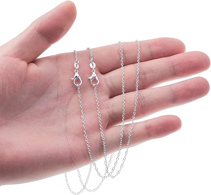 30 Pack Necklace Chains Bulk for Jewelry Making, Selizo Bulk Necklace Chains Silver Plated Cable Chains for Jewelry Making, 1.2 mm (18 Inches)